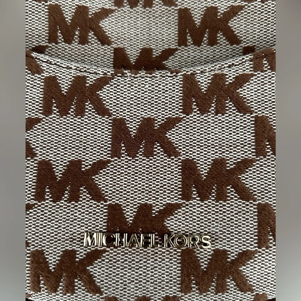 Michael Kors Dover Small Half Moon Signature Leather/Canvas Crossbody
